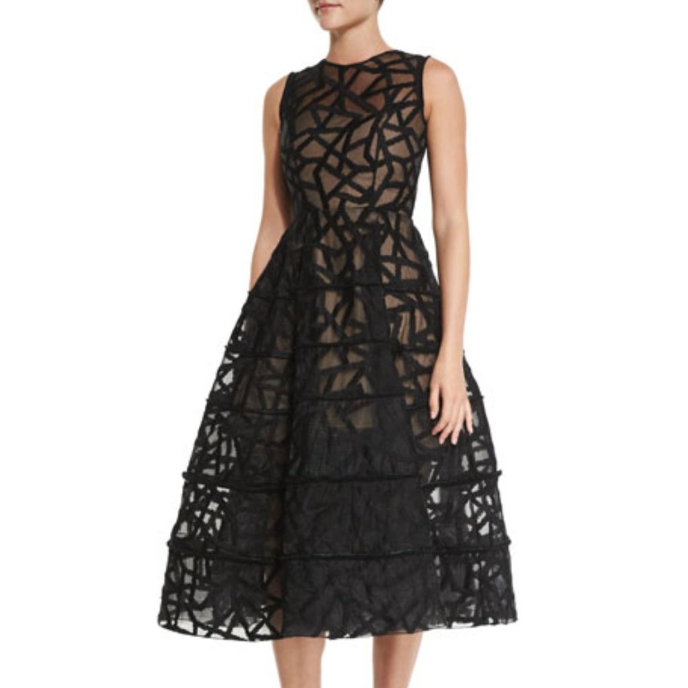 ALEXIS Fausto Sleeveless Fil Coupe Midi Evening Cocktail Dress XS